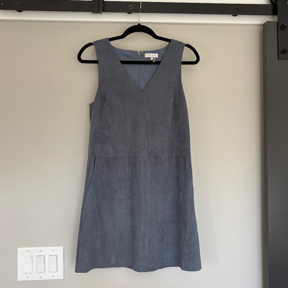 1. State Blue Suede Shift Dress